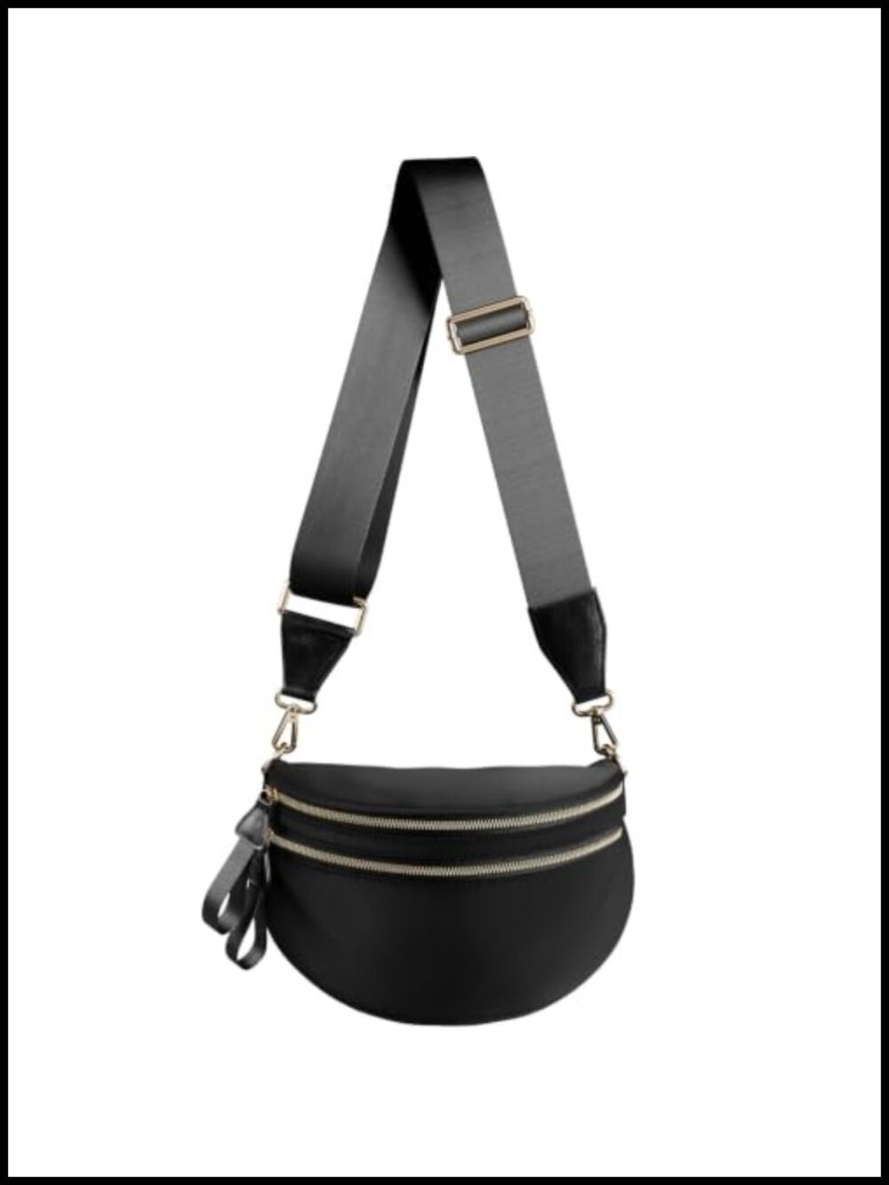 Checkered Crescent Crossbody Bag Water Resistant Adjustable Strap